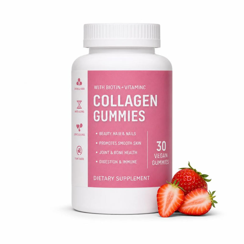 Frasco de Gomitas de Colágeno con biotina y vitamina C, 30 gomitas veganas