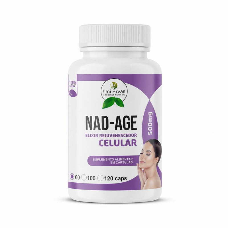 Frasco de NAD-AGE de Uni Ervas, fórmula antioxidante celular, 60 cápsulas